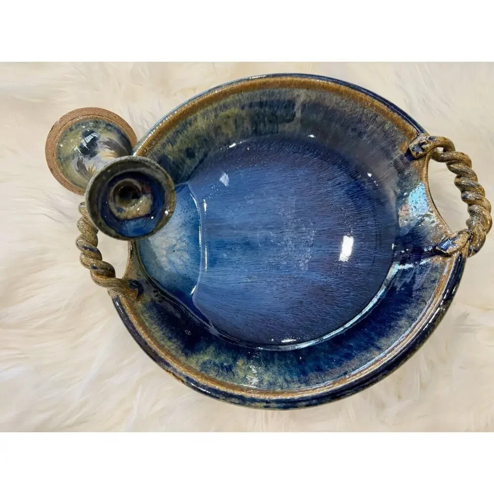 Handmade‎ Ceramic Pottery Bowl Serving Tray Trinket Dish Stoneware OOAK Earth